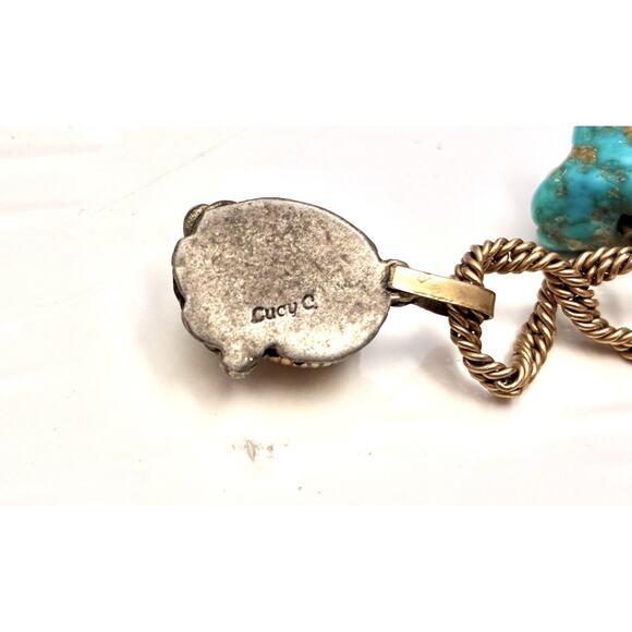 LUCY CALLADITTO Native American Navajo Sterling Turquoise Pendant Necklace - Picture 8 of 10